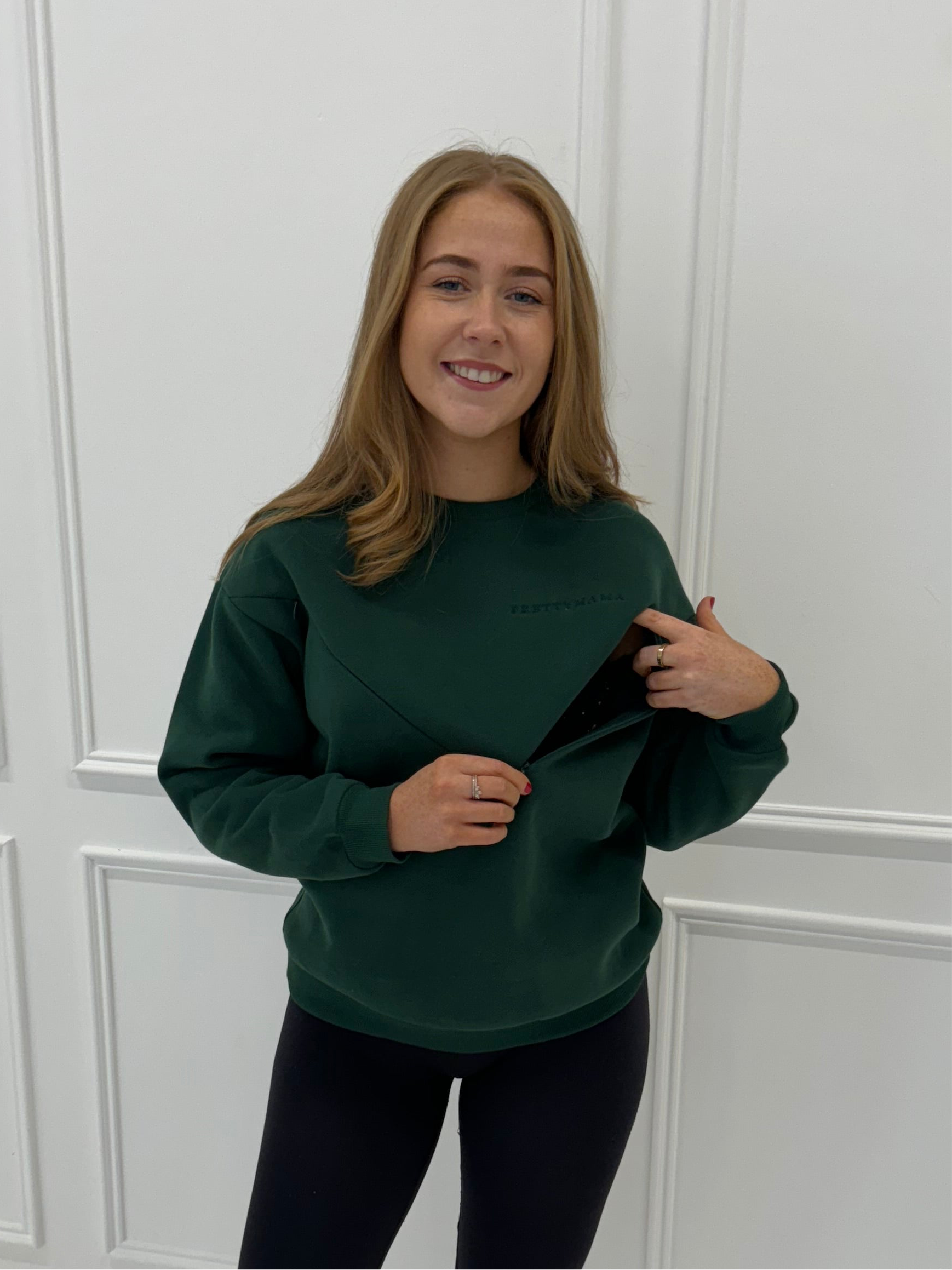 Signature Oversized Breastfeeding Sweater Dark Green