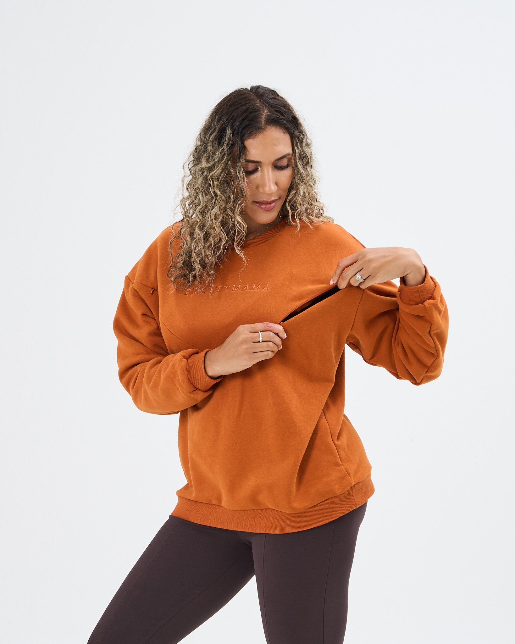 Essential Oversized Breastfeeding Sweatshirt Cinnamon
