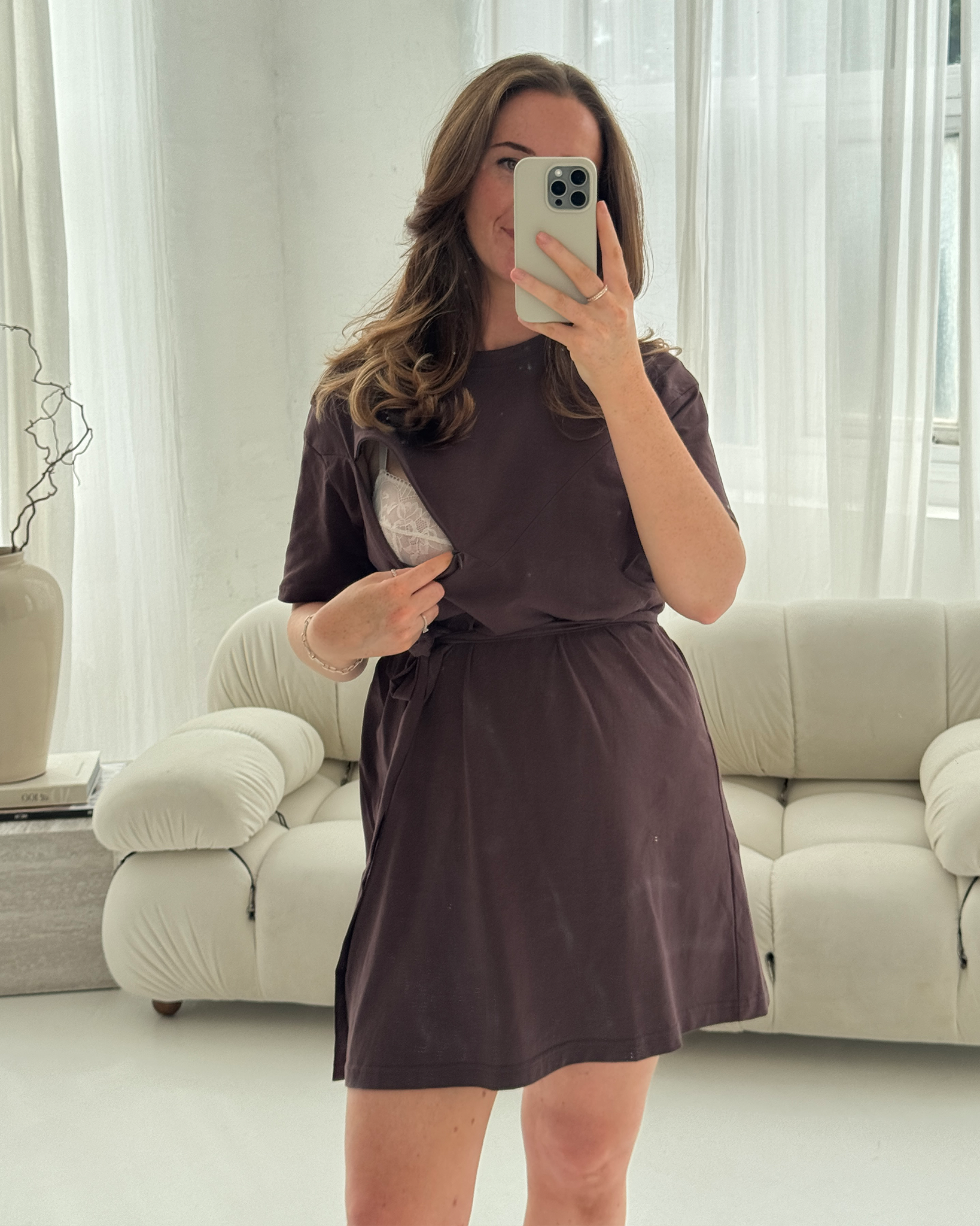 Everyday Oversized Breastfeeding Tshirt Dress Chocolate