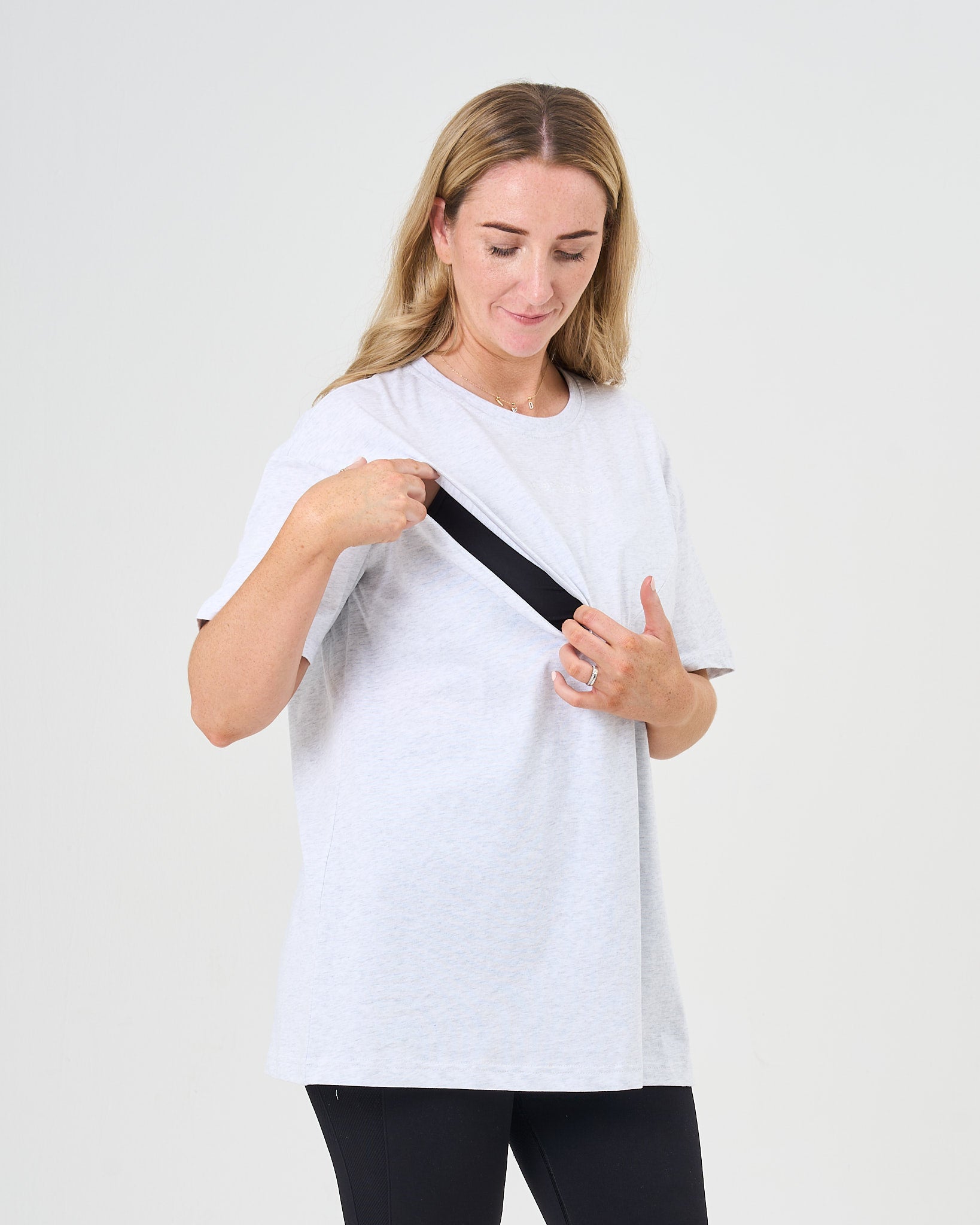 Everyday Oversized Breastfeeding Tshirt Light Marl Grey