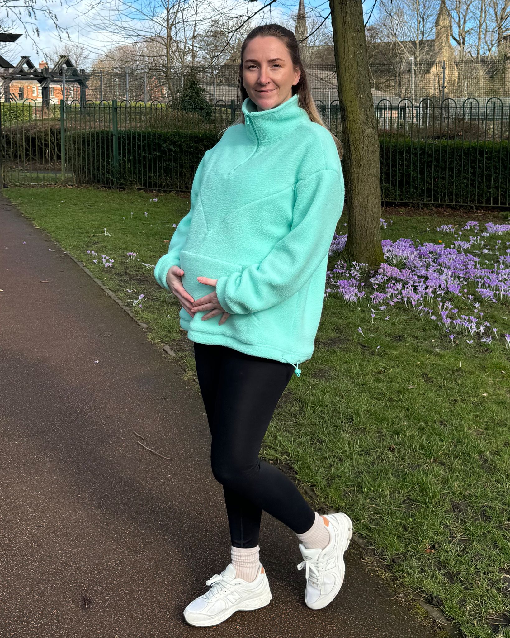 Cosy Quarter Zip Oversized Breastfeeding Fleece Pocket Aqua