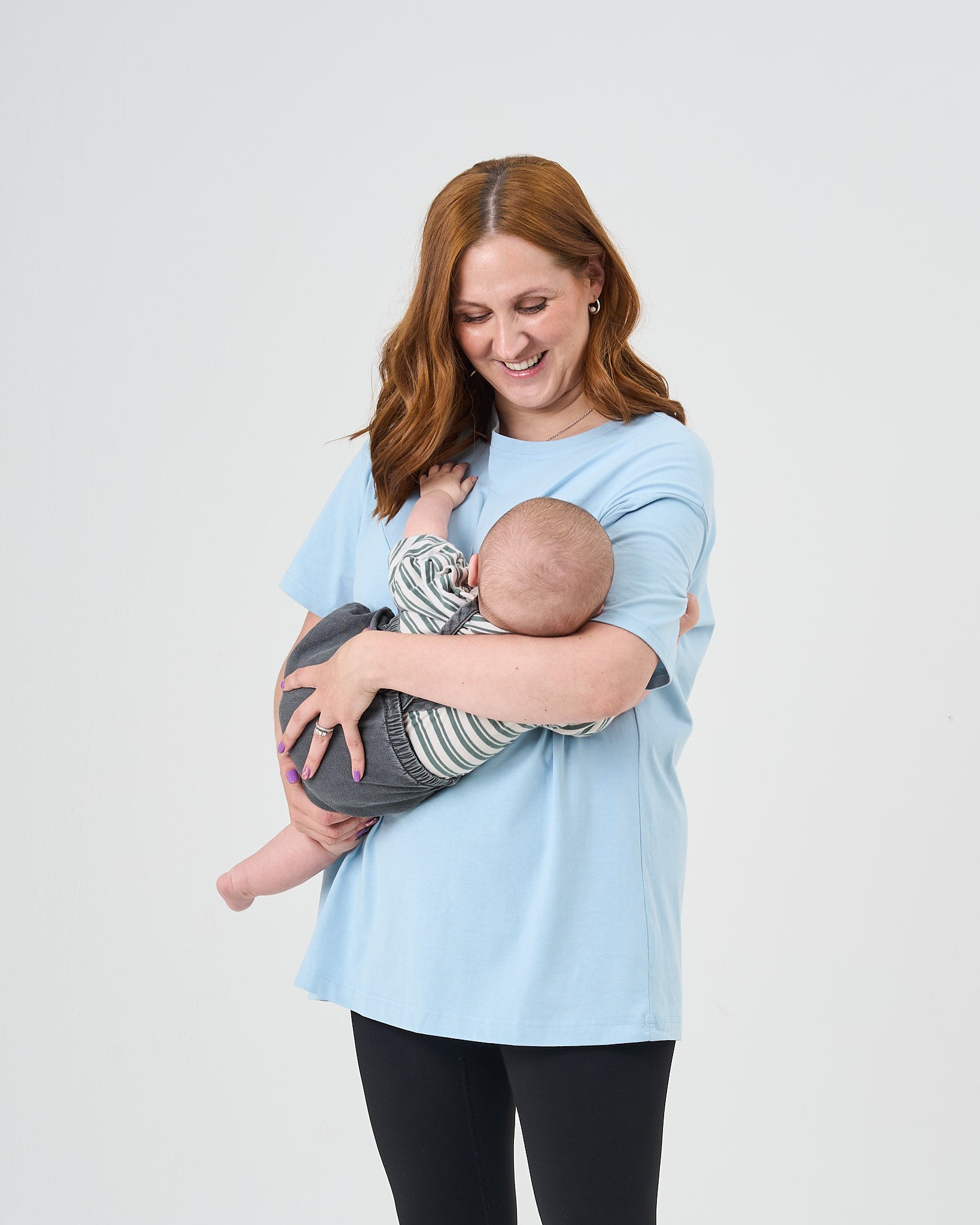 Everyday Oversized Breastfeeding Tshirt Light Blue