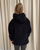 Black oversized nursing fleece hoodie, back view