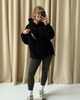 Black oversized nursing fleece hoodie with the discreet nursing zip open