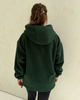 Forest green oversized nursing fleece hoodie, back view