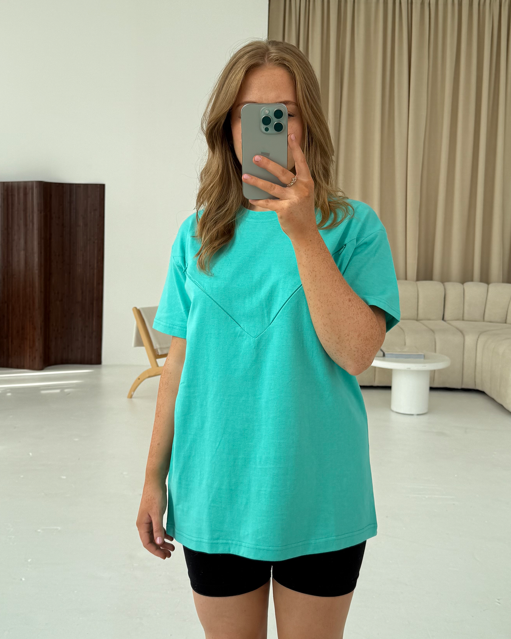 Everyday Oversized Breastfeeding Tshirt Aqua