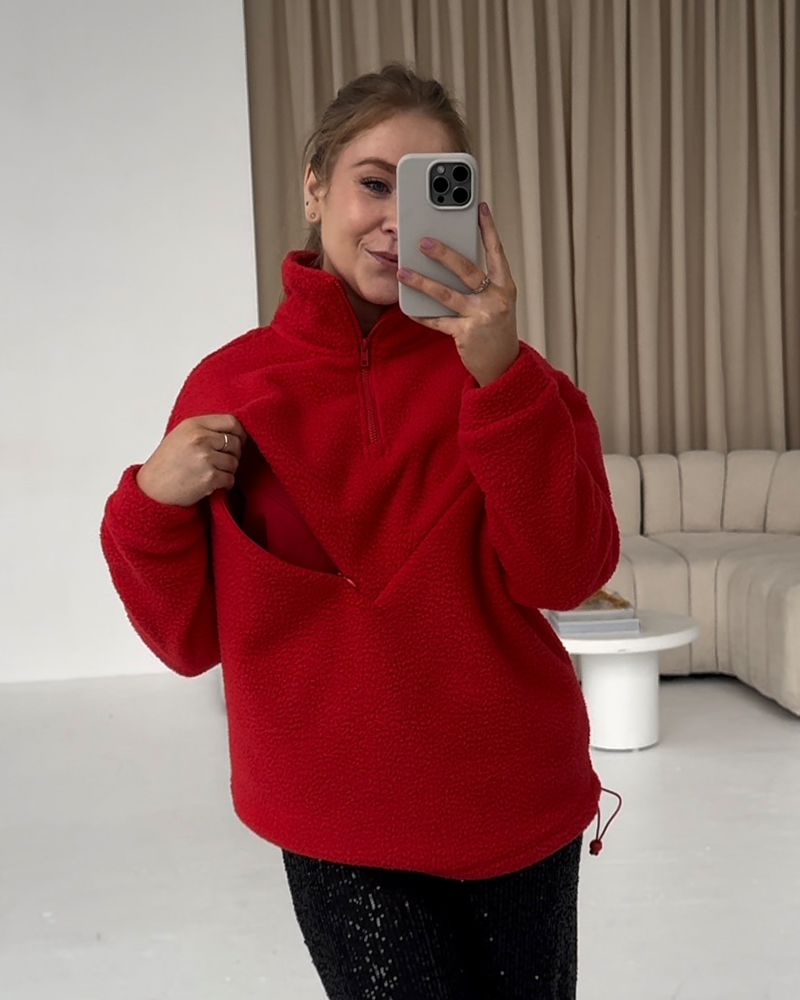 Cosy Quarter Zip Oversized Breastfeeding Fleece Holly