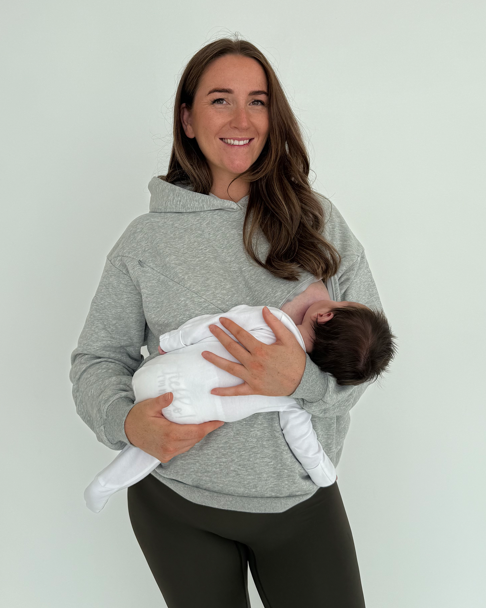 Essential Oversized Breastfeeding Hoodie Marl Grey