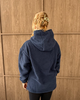 Navy oversized nursing fleece hoodie, back view