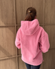 Pink oversized nursing fleece hoodie, back view