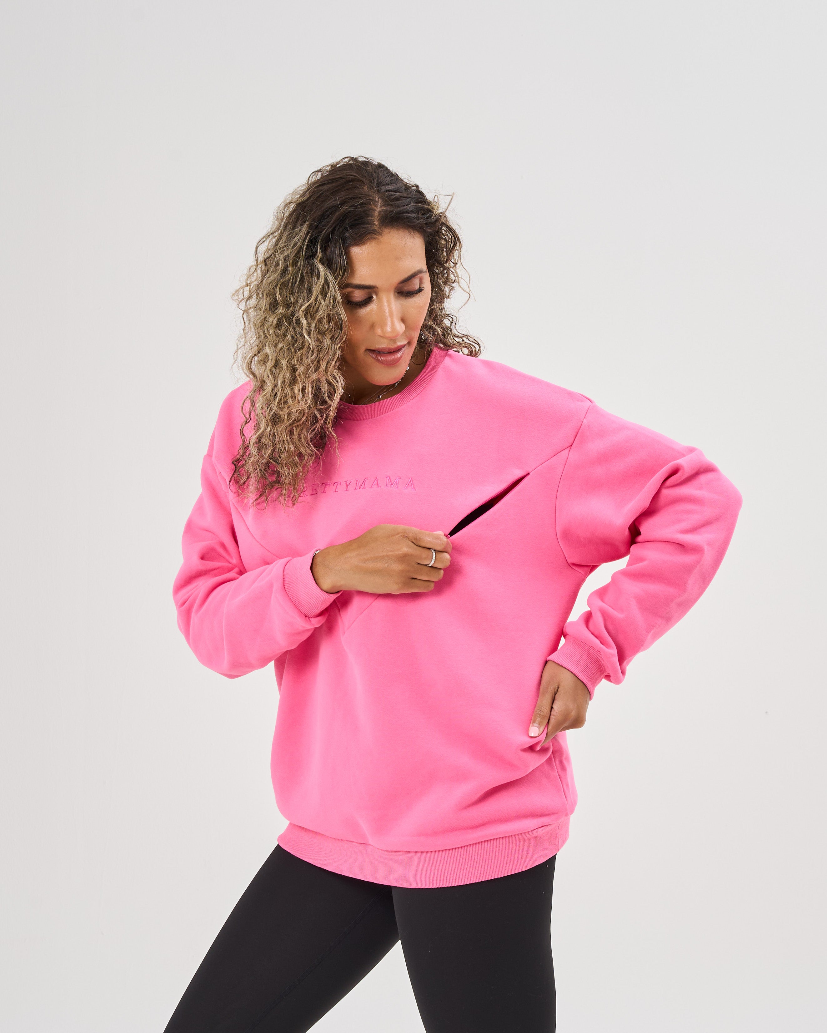 Essential Oversized Breastfeeding Sweatshirt Hot Pink