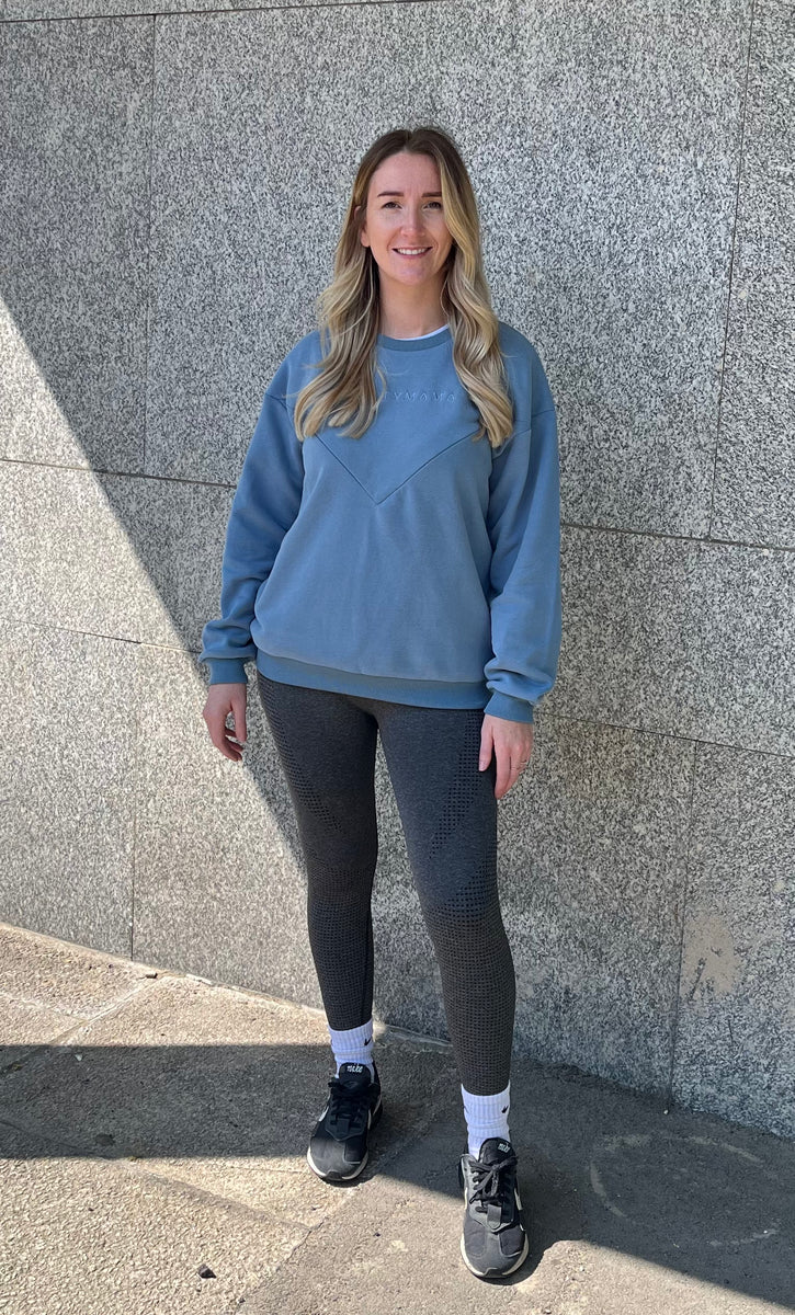 Women's Breastfeeding Mineral Blue Oversized Sweater Pretty Mama