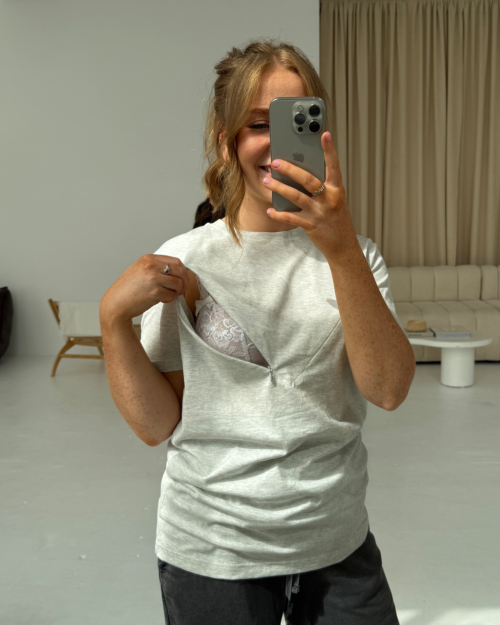 Everyday Regular Fit Breastfeeding Tshirt Light Grey Marl